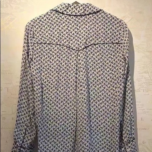 Veronica Beard Denim Worth Blouse in White Blue - Picture 6 of 7